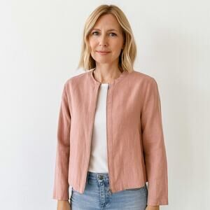 David Dart silk linen blend zip up jacket S4CA609MI